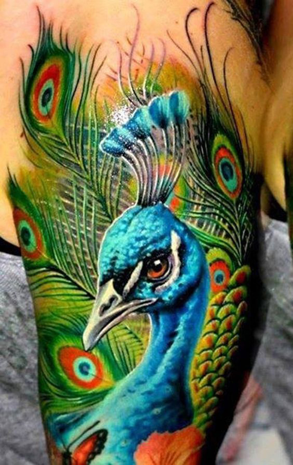 Colorful Peacock Tattoo Ideas