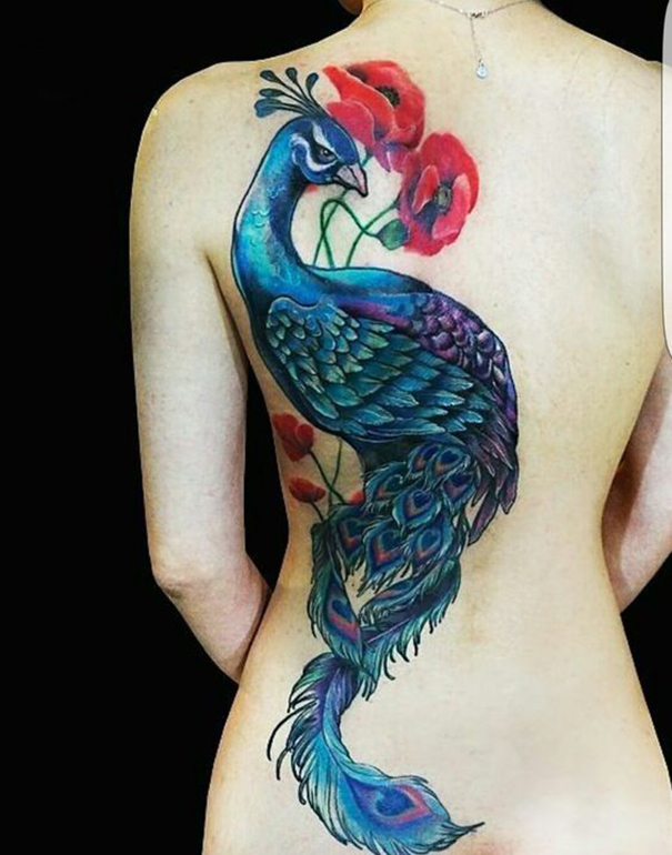 Colorful Peacock Tattoo Ideas