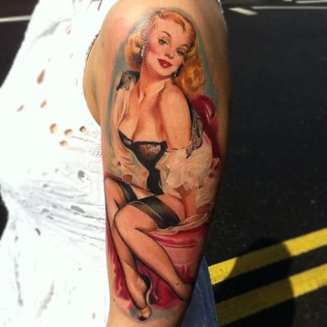 Vintage Pin-Up Girl Tattoo Designs