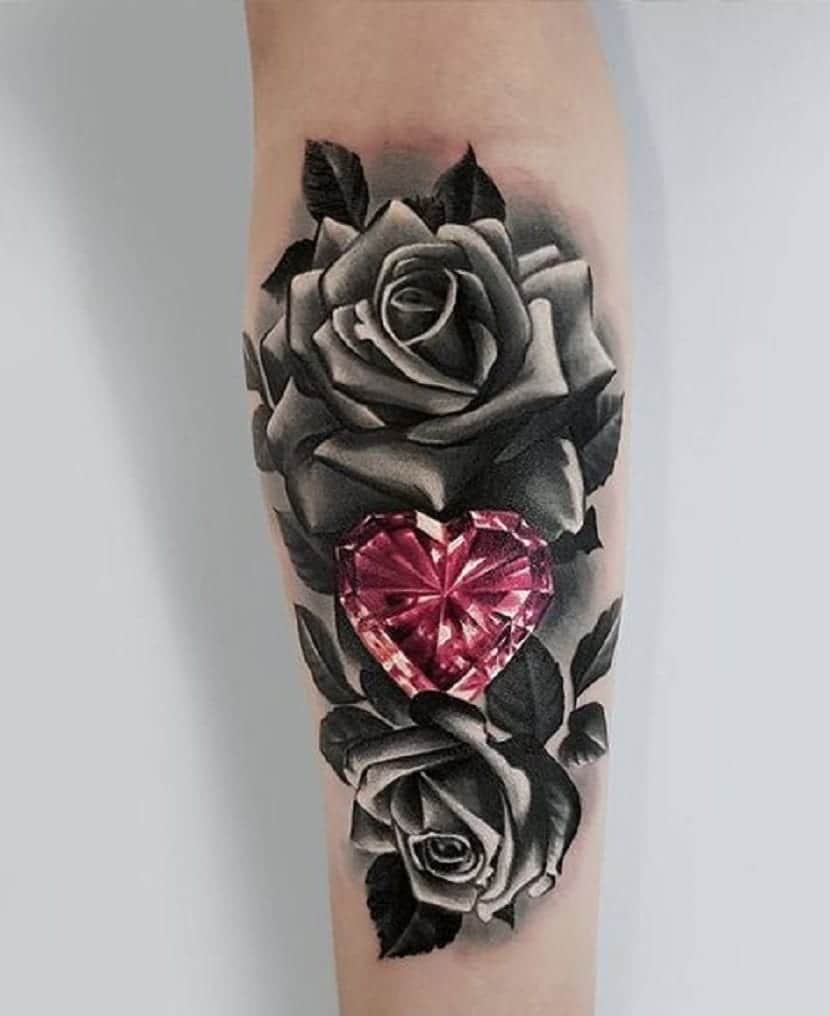 Creative Black & Blue Rose Tattoo Designs
