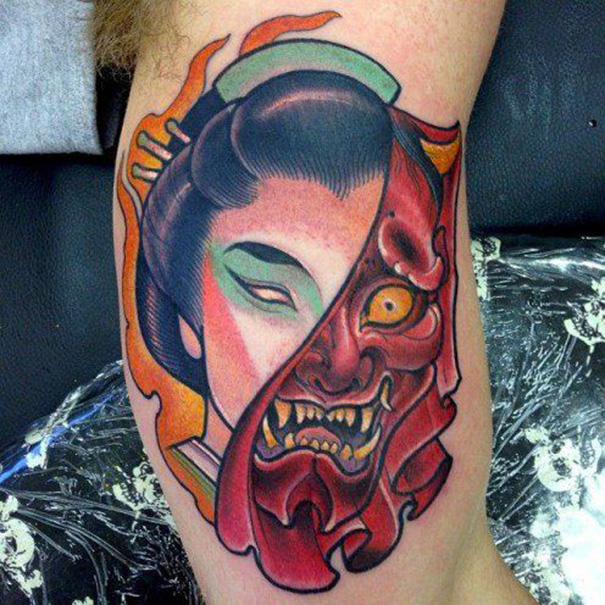 Traditional Japanese Mask Tattoo Ideas