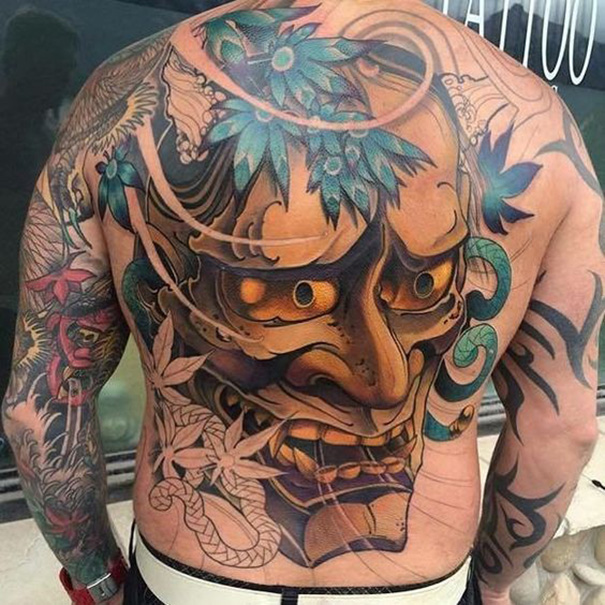 Traditional Japanese Mask Tattoo Ideas
