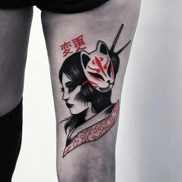 Traditional Japanese Mask Tattoo Ideas