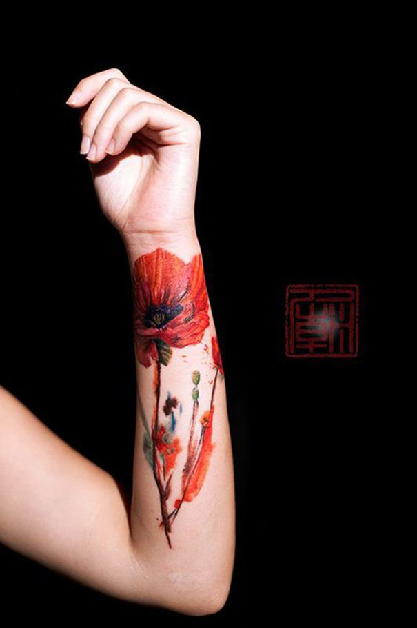 Women Poppy Flower Tattoos