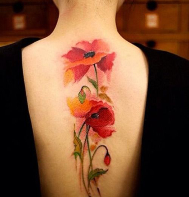 Women Poppy Flower Tattoos