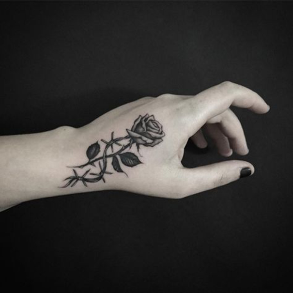 Creative Black & Blue Rose Tattoo Designs