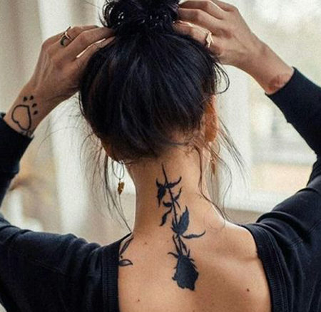 Creative Black & Blue Rose Tattoo Designs