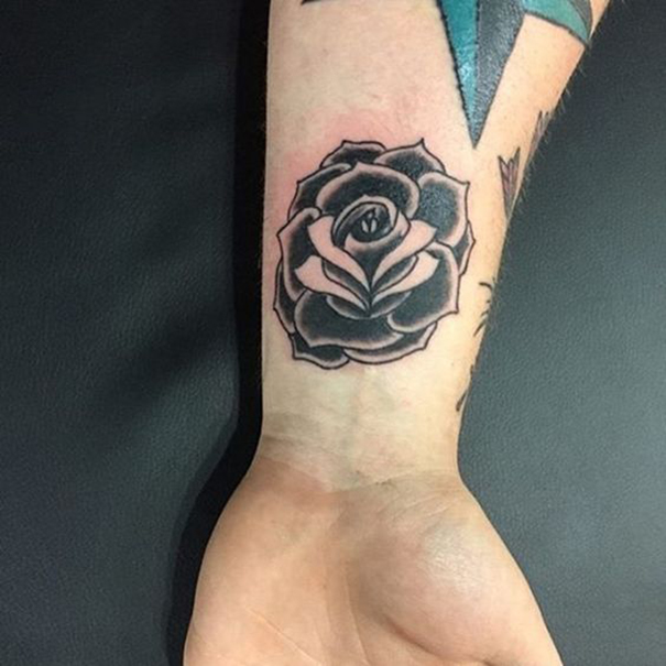 Creative Black & Blue Rose Tattoo Designs