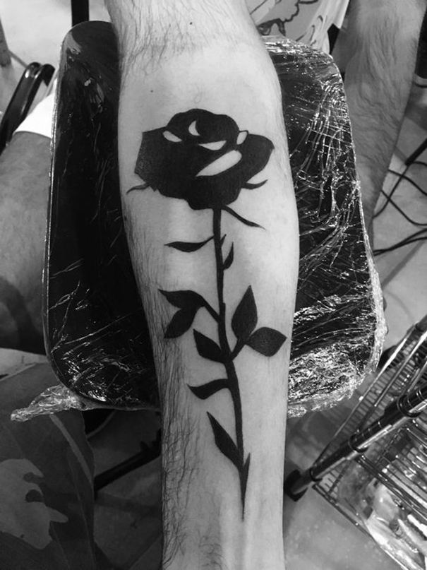 Creative Black & Blue Rose Tattoo Designs