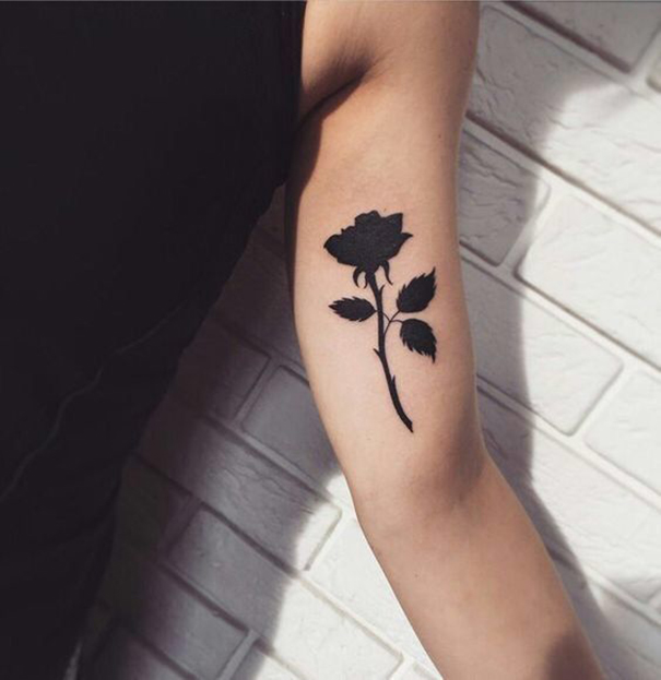 Creative Black & Blue Rose Tattoo Designs