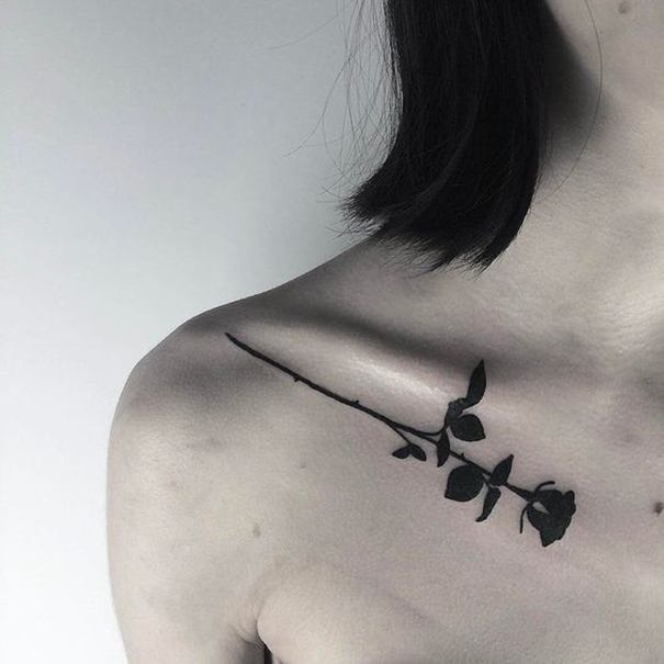 Creative Black & Blue Rose Tattoo Designs
