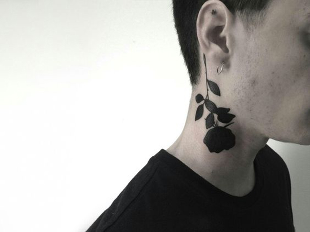 Creative Black & Blue Rose Tattoo Designs