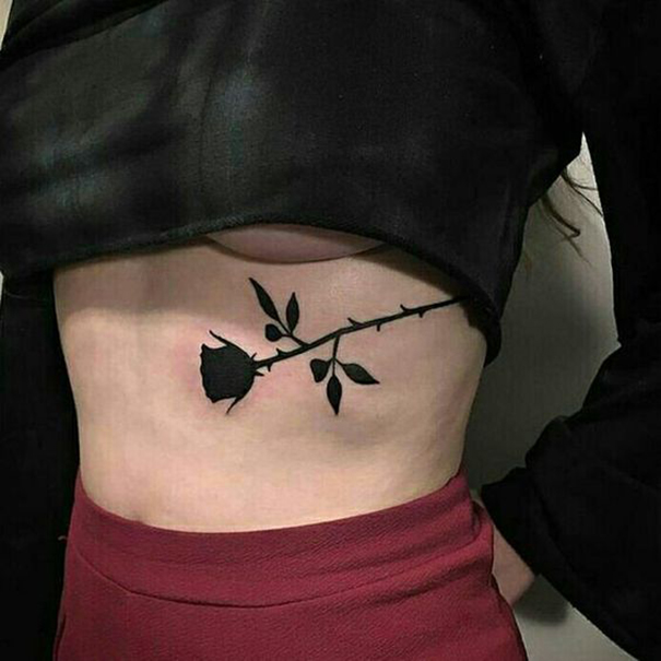 Creative Black & Blue Rose Tattoo Designs