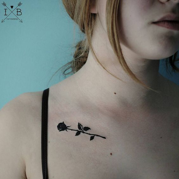 Creative Black & Blue Rose Tattoo Designs