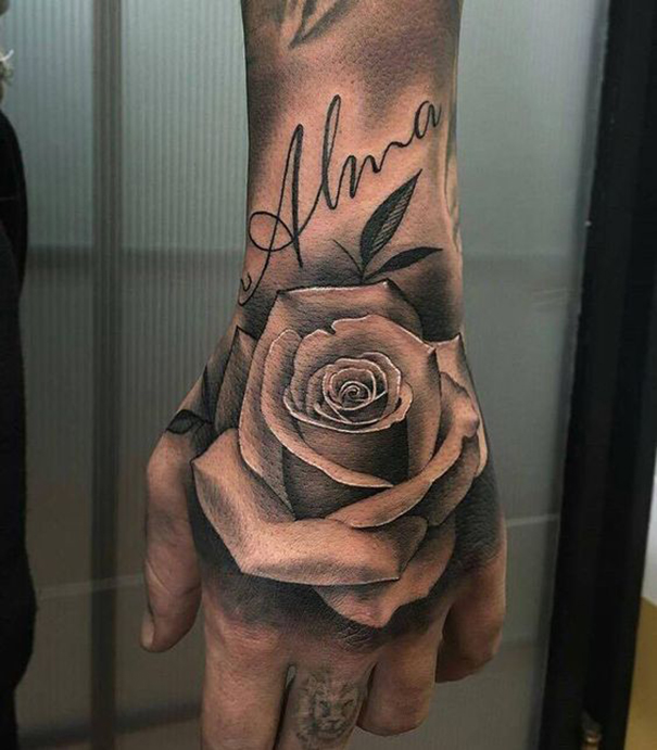 Creative Black & Blue Rose Tattoo Designs