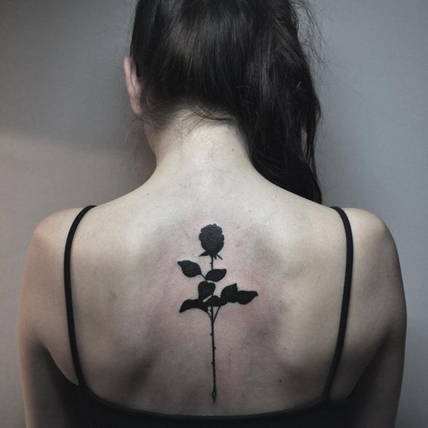 Creative Black & Blue Rose Tattoo Designs