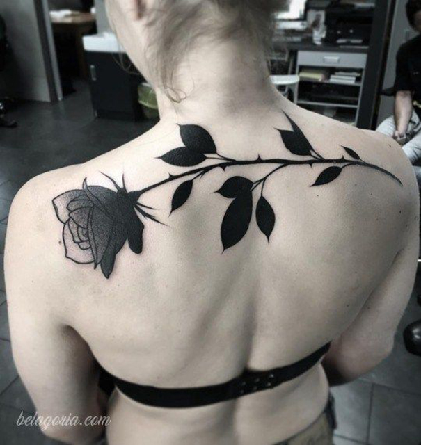 Creative Black & Blue Rose Tattoo Designs
