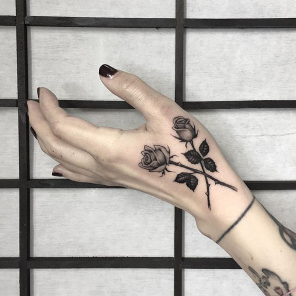 Creative Black & Blue Rose Tattoo Designs