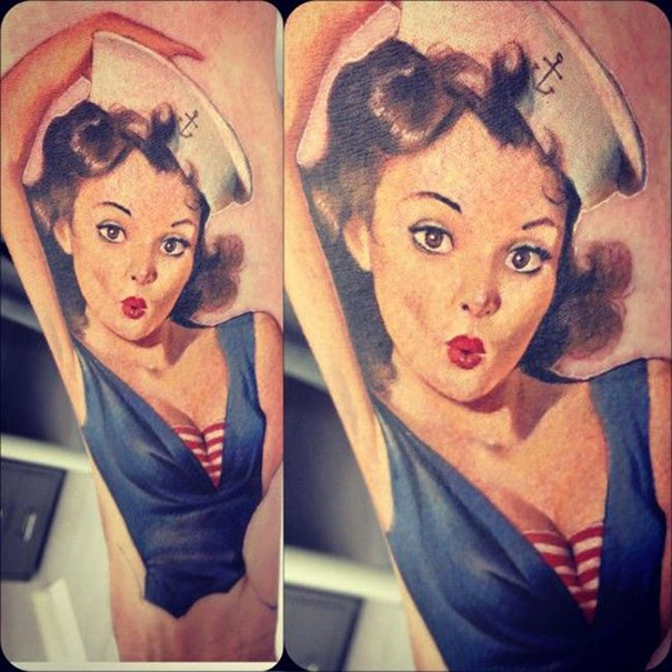 Vintage Pin-Up Girl Tattoo Designs