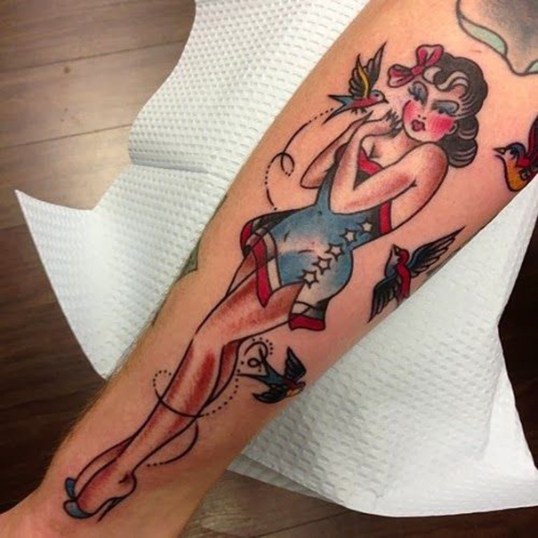 Vintage Pin-Up Girl Tattoo Designs