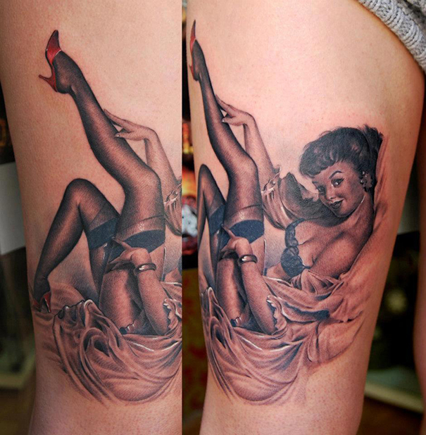 Vintage Pin-Up Girl Tattoo Designs