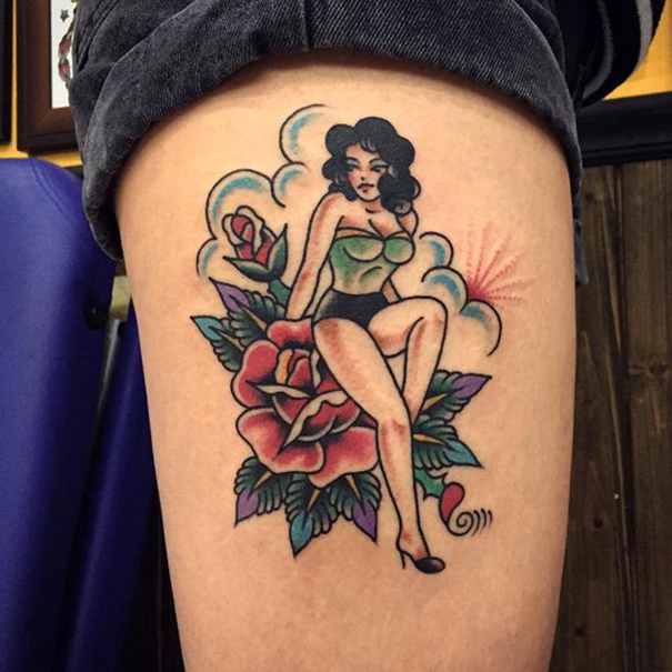 Vintage Pin-Up Girl Tattoo Designs