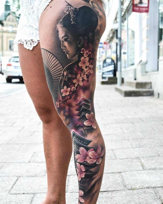 Attractive Leg Tattoo Designs for Ladies